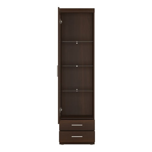 Imperial Tall Glazed 1 Door 2 Drawer Narrow Cabinet in Dark Mahogany Melamine